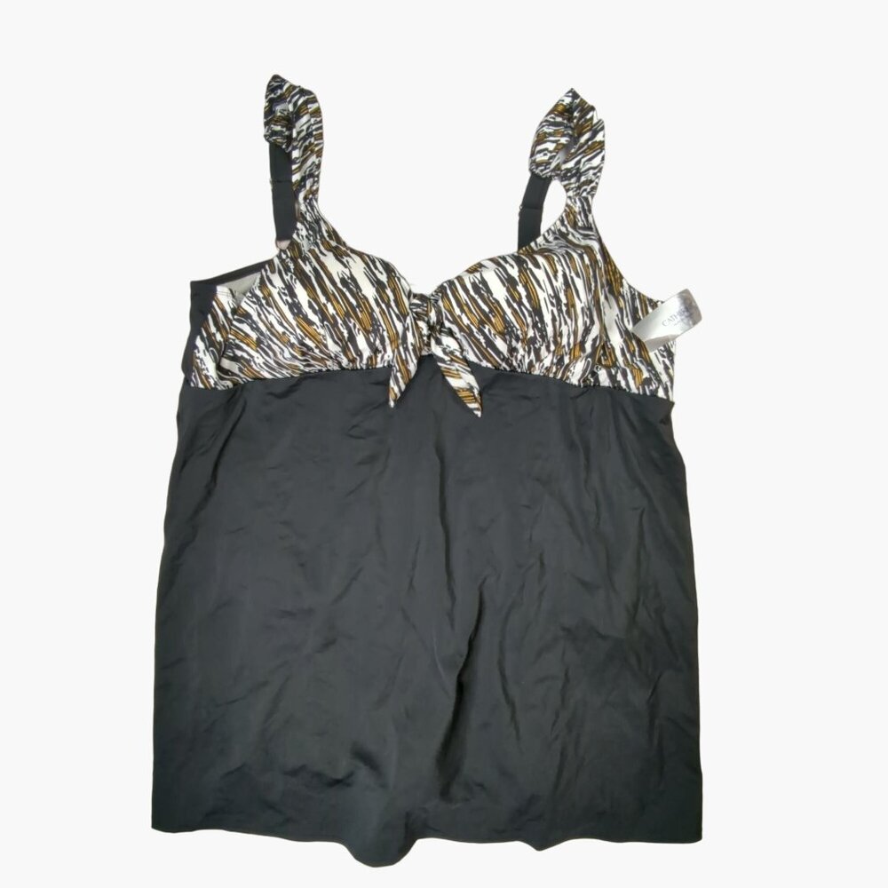 Catherines Plus Size 30W Black White Gold Adjustable Swim Dress New